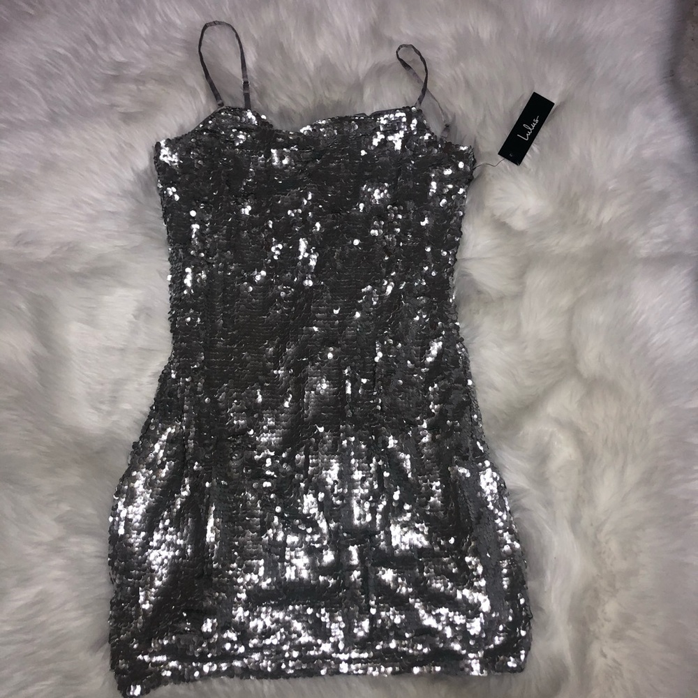 Lulu’s Party All Night Silver Sequin Mini Dress
